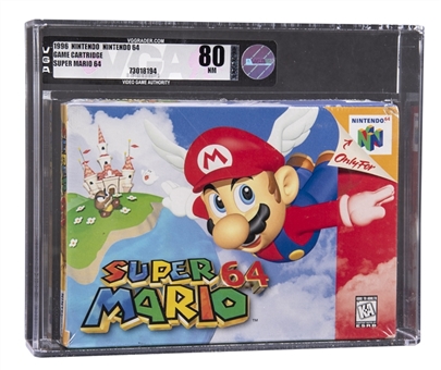1996 N64 Nintendo (USA) "Super Mario 64" Sealed Video Game - VGA NM 80